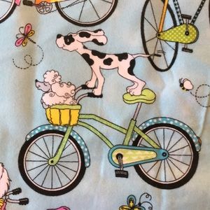 Dogs & Bicycles Flannel Fabric